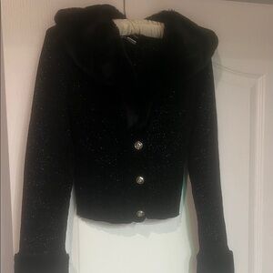 Urban Revivo Black Fur-Trimmed Women's Jacket